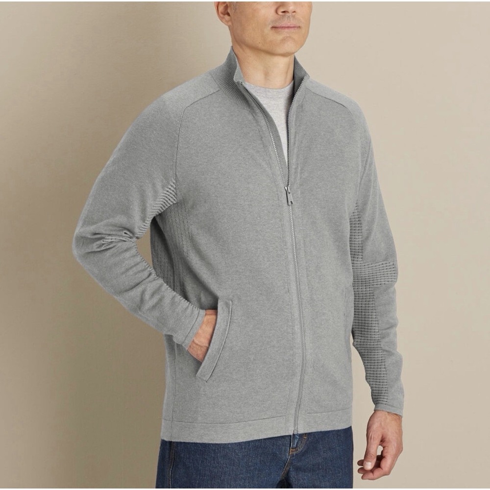 Duluth Trading Co JetSweater All Day Comfort Full Zip Mock Neck Knit Jacket 3XL